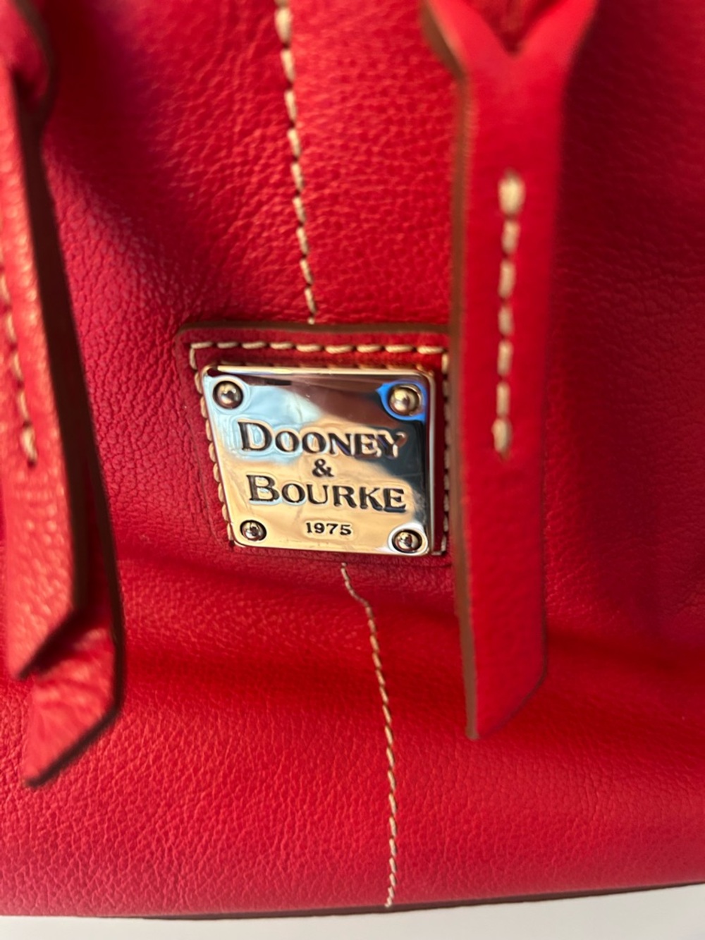 Dooney & Bourke Red Leather Shoulder Hobo with Gold Hardware With Dust Bag EUC - Picture 2 of 11